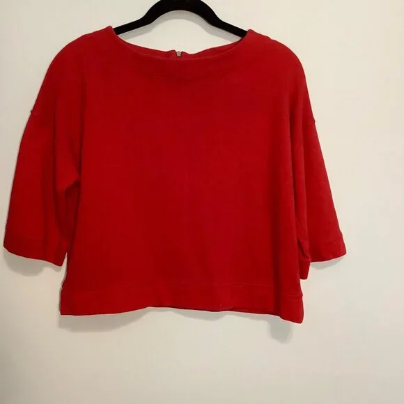 Vineyard Vines Women’s Top Red Cropped Boxy Popover Zipper Back Size XS - Picture 1 of 10